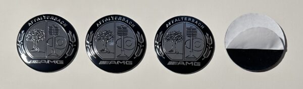original.jpeg 4 pcs (Set) 56mm - 2.20inch Silver & Black AMG Affalterbach Wheel Center Hub Caps Stickers