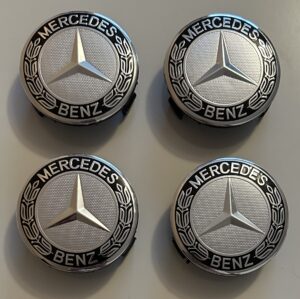 original.jpeg 4 pcs (Set) 75mm - 2.95inch Silver & Black Mercedes Benz Wheel Center Hub Caps