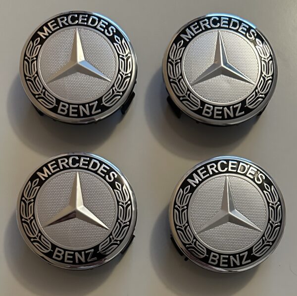 original.jpeg 4 pcs (Set) 75mm - 2.95inch Silver & Black Mercedes Benz Wheel Center Hub Caps