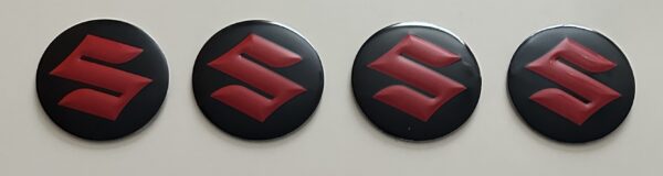 original.jpeg 4 pcs (Set) 56mm - 2.20inch Black & Red Suzuki Wheel Center Hub Caps Stickers