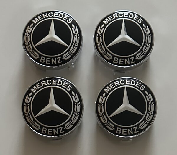 original.jpeg 4 pcs (Set) 60mm - 2.36inch Black Mercedes Benz Wheel Center Hub Caps with Silver Caps
