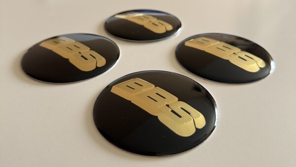 original.jpeg 4 pcs (Set) 65mm - 2.56inch Black & Gold BBS Wheel Center Hub Caps Stickers