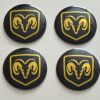4 pcs (Set) 56mm - 2.20inch Black & Yellow Dodge Wheel Center Hub Caps Stickers