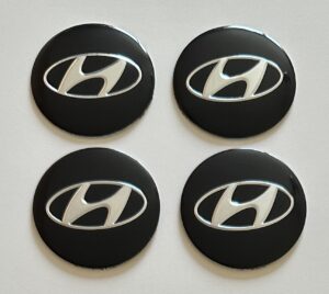 4 pcs (Set) 56mm - 2.20inch Black Hyundai Wheel Center Hub Caps Stickers