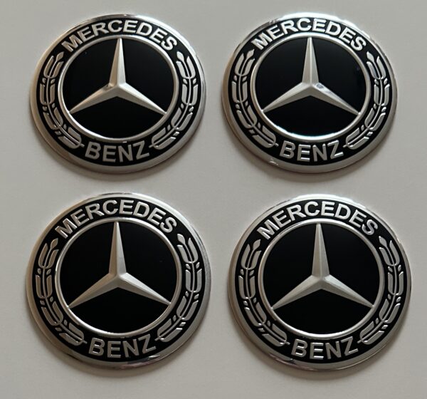 original.jpeg 4 pcs (Set) 75mm - 2.95inch Black Mercedes Benz Wheel Center Hub Caps Stickers