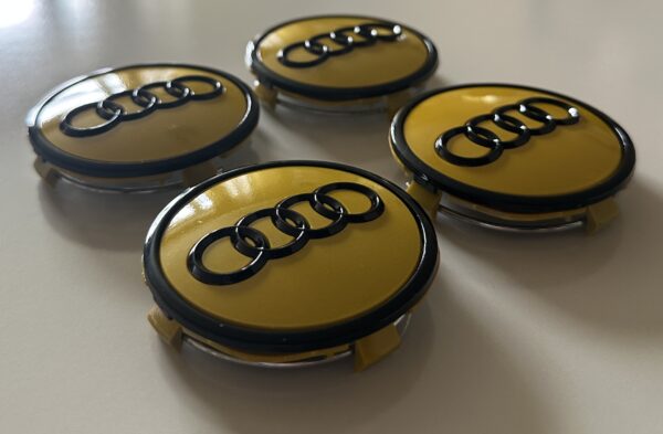 original.jpeg 4 pcs (Set) 61mm - 2.40inch Yellow & Black Audi Wheel Center Hub Caps