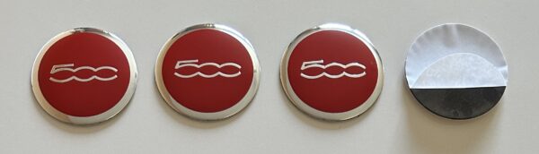 original.jpeg 4 pcs (Set) 56mm - 2.20inch Red & Silver Fiat 500 Wheel Center Hub Caps Stickers