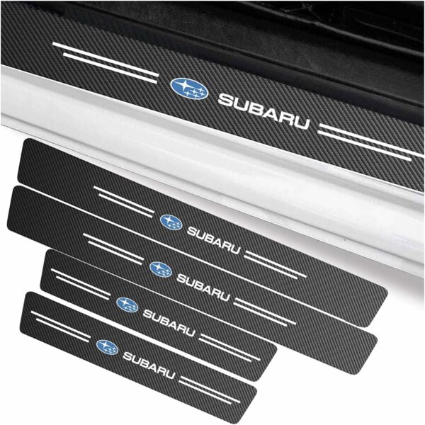 4 pcs Carbon Fiber Car Door Sill Scuff Protector Set for Subaru - Anti-Scratch Strip