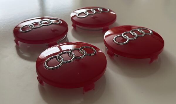 original.jpeg 4 pcs (Set) 60mm - 2.36inch Glossy Red Audi Wheel Center Hub Caps (4B0601170)