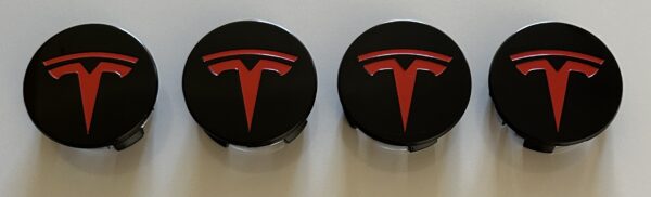 original.jpeg 4 pcs (Set) 58mm - 2.28inch Black & Red Tesla Wheel Center Hub Caps