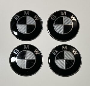 original.jpeg 4 pcs (Set) 65mm - 2.56inch Carbon Black & White BMW Wheel Center Hub Caps Stickers
