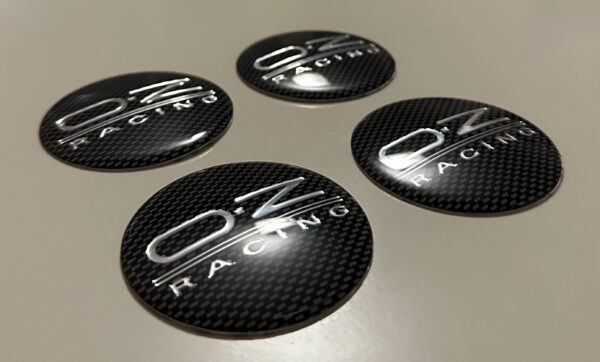 4 pcs (Set) 65mm - 2.56inch Carbon Black OZ Racing Wheel Center Hub Caps Stickers