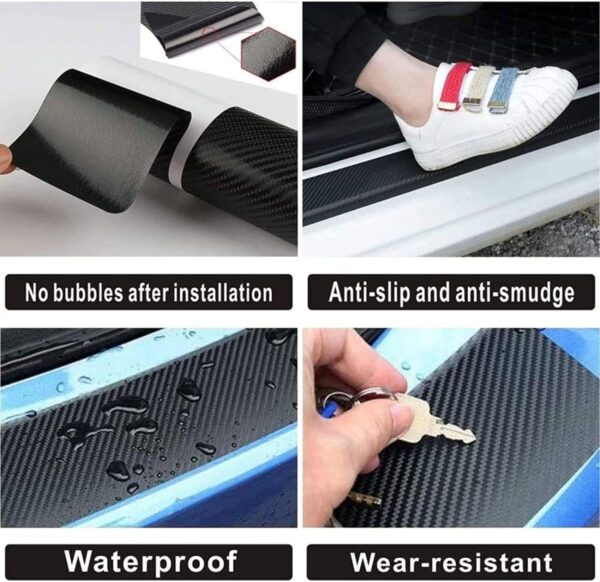4 pcs Carbon Fiber Car Door Sill Scuff Protector Set for Subaru - Anti-Scratch Strip
