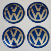 4 pcs (Set) 65mm - 2.56inch Blue Volkswagen Wheel Center Hub Caps Stickers