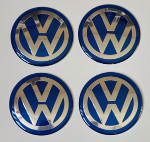 original.png 4 pcs (Set) 65mm - 2.56inch Blue Volkswagen Wheel Center Hub Caps Stickers