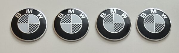 original.jpeg 4 pcs (Set) 56mm - 2.20inch Carbon Black & White BMW Wheel Center Hub Caps Stickers