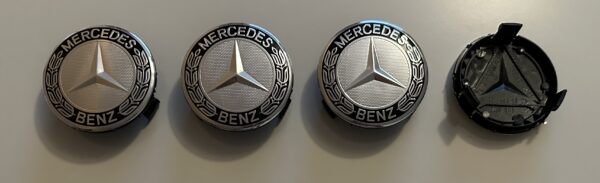 original.jpeg 4 pcs (Set) 75mm - 2.95inch Silver & Black Mercedes Benz Wheel Center Hub Caps