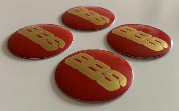 original.jpeg 4 pcs (Set) 56mm - 2.20inch Red & Gold BBS Wheel Center Hub Caps Stickers