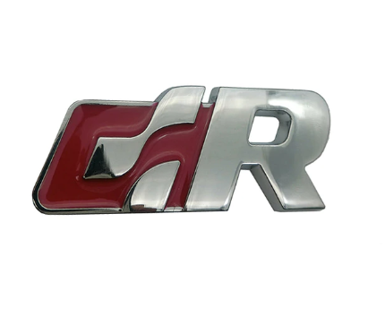 original.png 1 pcs Silver & Red Volkswagen GR Emblem Sticker Metal