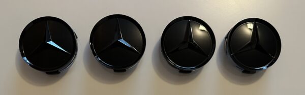 4 pcs (Set) 75mm - 2.95inch Full Black Glossy Mercedes Benz Wheel Center Hub Caps