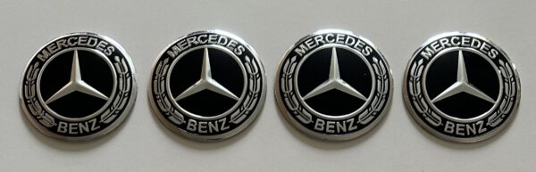 4 pcs (Set) 56mm - 2.20inch Black Mercedes Benz Wheel Center Hub Caps Stickers with Outer Ring