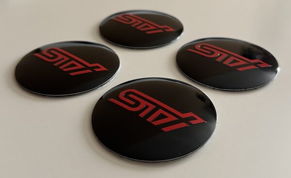 original.jpeg 4 pcs (Set) 56mm - 2.20inch Black & Red Subaru STI Wheel Center Hub Caps Stickers