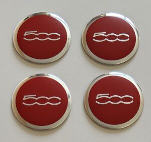 original.jpeg 4 pcs (Set) 56mm - 2.20inch Red & Silver Fiat 500 Wheel Center Hub Caps Stickers