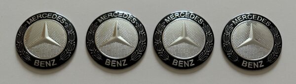 original.jpeg 4 pcs (Set) 56mm - 2.20inch Silver & Black Mercedes Benz Wheel Center Hub Caps Stickers