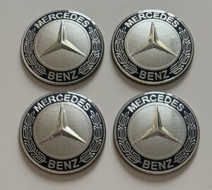 original.jpeg 4 pcs (Set) 75mm - 2.95inch Silver & Blue Mercedes Benz Wheel Center Hub Caps Stickers