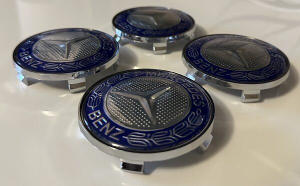 original.jpeg 4 pcs (Set) 68mm - 2.68inch Silver & Blue Mercedes Benz Wheel Center Hub Caps