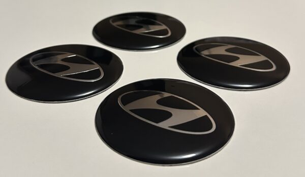 4 pcs (Set) 65mm - 2.56inch Black Hyundai Wheel Center Hub Caps Stickers
