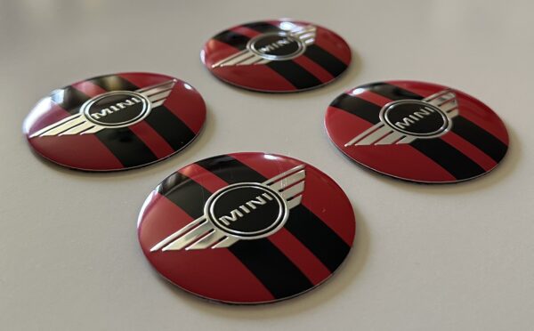 original.jpeg 4 pcs (Set) 50mm - 1.97inch Black & Red Mini Cooper Wheel Center Hub Caps Stickers (1)