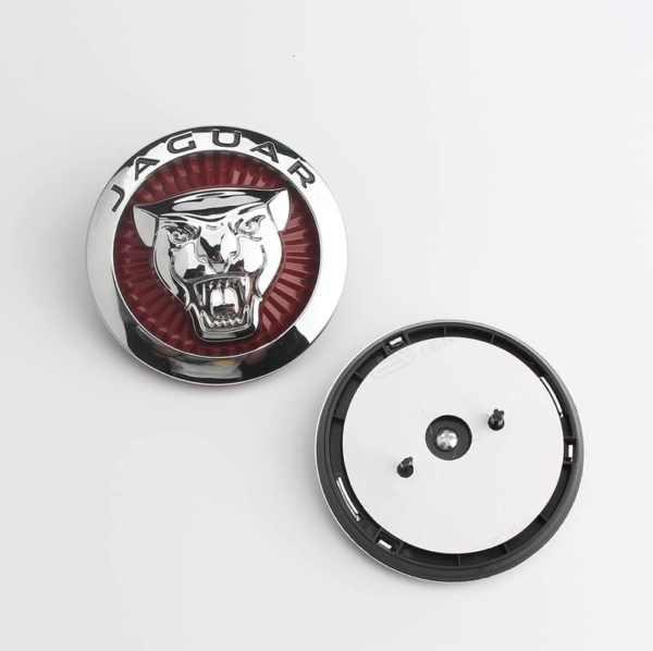 original.png 1 pcs 70mm Red & Silver Jaguar Logo Hood Emblem