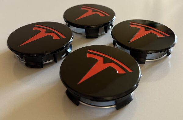 original.jpeg 4 pcs (Set) 58mm - 2.28inch Black & Red Tesla Wheel Center Hub Caps