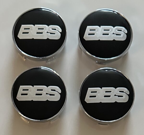 4 pcs (Set) 60mm - 2.36inch Black & Silver BBS Wheel Center Hub Caps