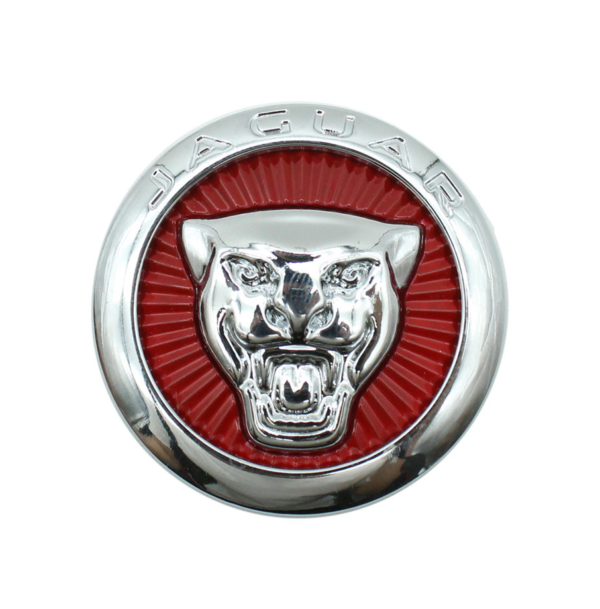 original.png 1 pcs 70mm Red & Silver Jaguar Logo Hood Emblem