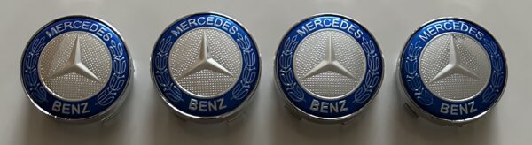 original.jpeg 4 pcs (Set) 60mm - 2.36inch Blue & Silver Mercedes Benz Wheel Center Hub Caps