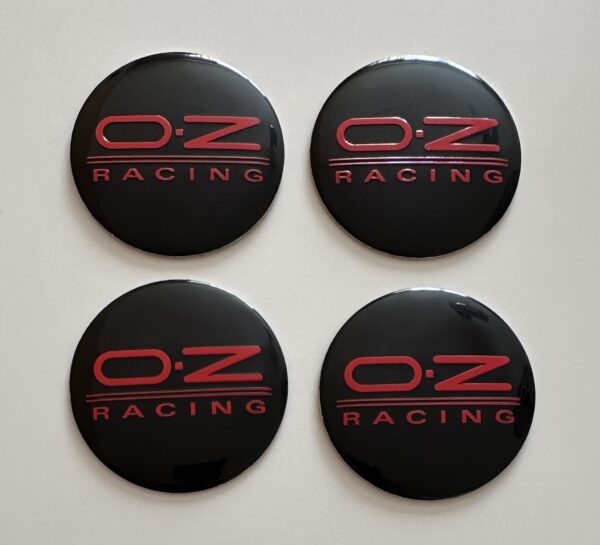 original.jpeg 4 pcs (Set) 56mm - 2.20inch Black & Red OZ Racing Wheel Center Hub Caps Stickers
