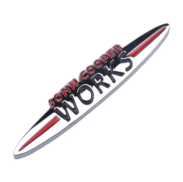 original.png 1 pcs Silver Glossy 3D Mini Cooper John Cooper Works Metal Emblem Small Sticker