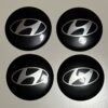 4 pcs (Set) 65mm - 2.56inch Black Hyundai Wheel Center Hub Caps Stickers