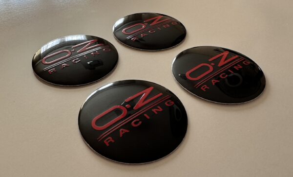 original.jpeg 4 pcs (Set) 56mm - 2.20inch Black & Red OZ Racing Wheel Center Hub Caps Stickers