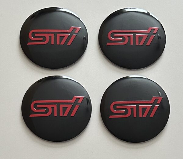 original.jpeg 4 pcs (Set) 56mm - 2.20inch Black & Red Subaru STI Wheel Center Hub Caps Stickers