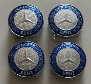 original.jpeg 4 pcs (Set) 60mm - 2.36inch Blue & Silver Mercedes Benz Wheel Center Hub Caps