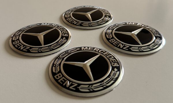 4 pcs (Set) 56mm - 2.20inch Black Mercedes Benz Wheel Center Hub Caps Stickers with Outer Ring