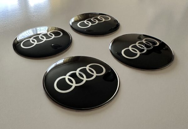 original.jpeg 4 pcs (Set) 65mm - 2.56inch Black Audi Wheel Center Hub Caps Stickers with Outer Ring
