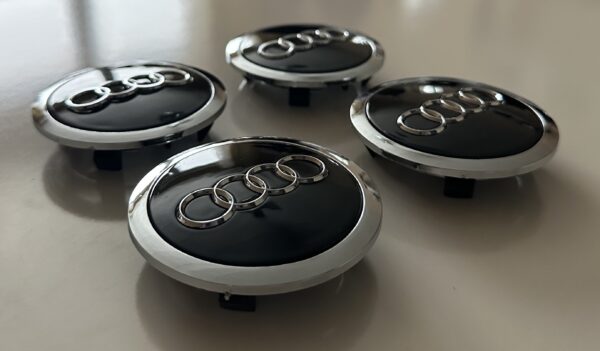 original.jpeg 4 pcs (Set) 69mm - 2.72inch Black & Silver Audi Wheel Center Hub Caps