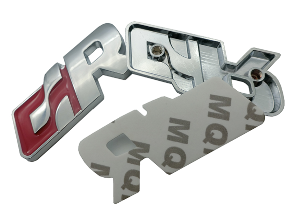 original.png 1 pcs Silver & Red Volkswagen GR Emblem Sticker Metal