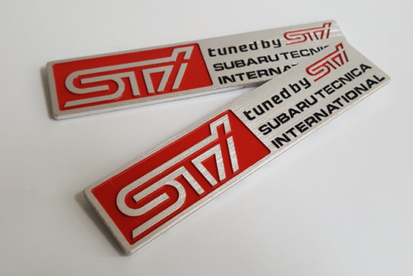 original.png 1 pcs Silver & Red Subaru STI Emblem Sticker Metal