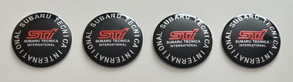 4 pcs (Set) 56mm - 2.20inch Black Subaru STI Wheel Center Hub Caps Stickers