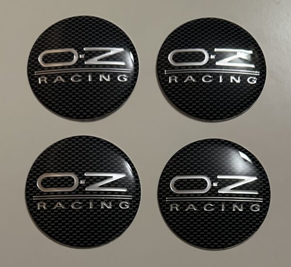 4 pcs (Set) 65mm - 2.56inch Carbon Black OZ Racing Wheel Center Hub Caps Stickers